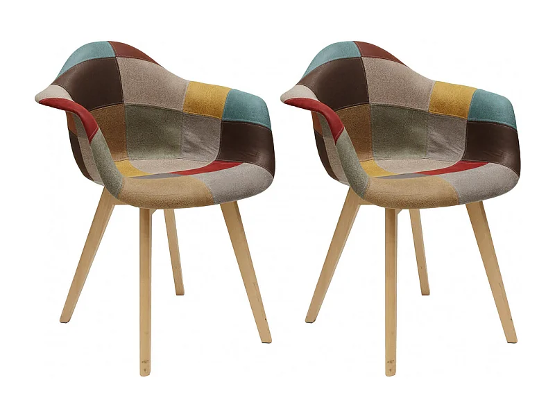 BRADU - Lot de 2 Fauteuils Patchwork Motif Vintage