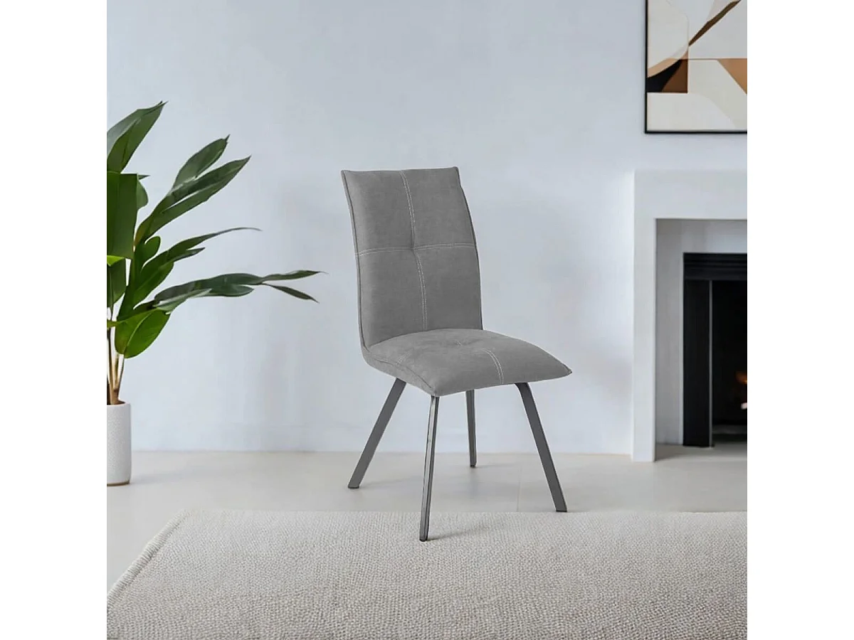 BISPO - Lot de 6 Chaises Tissu Coloris Gris Anthracite