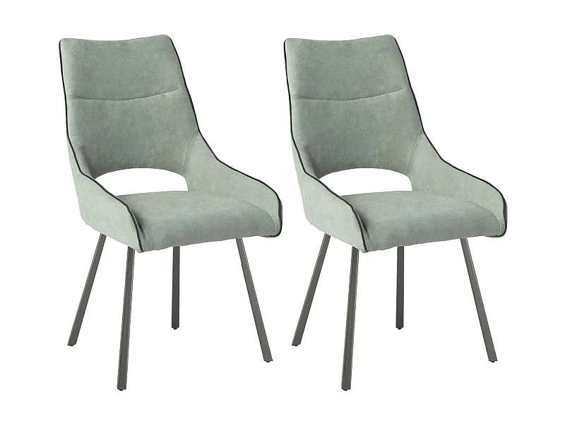 AMADO - Lot de 2 Chaises Tissu Coloris Vert d'Eau