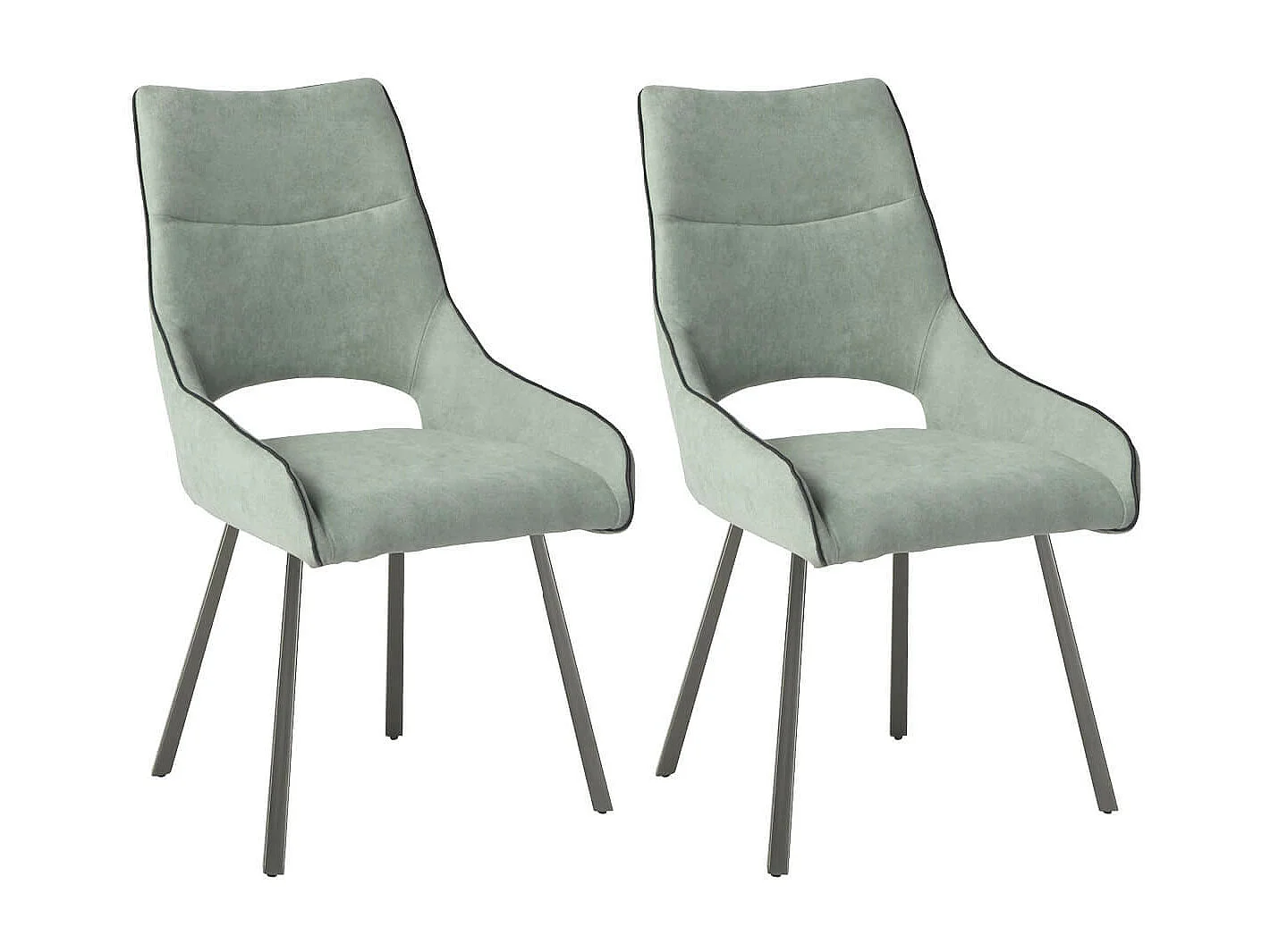 AMADO - Lot de 2 Chaises Tissu Coloris Vert d'Eau