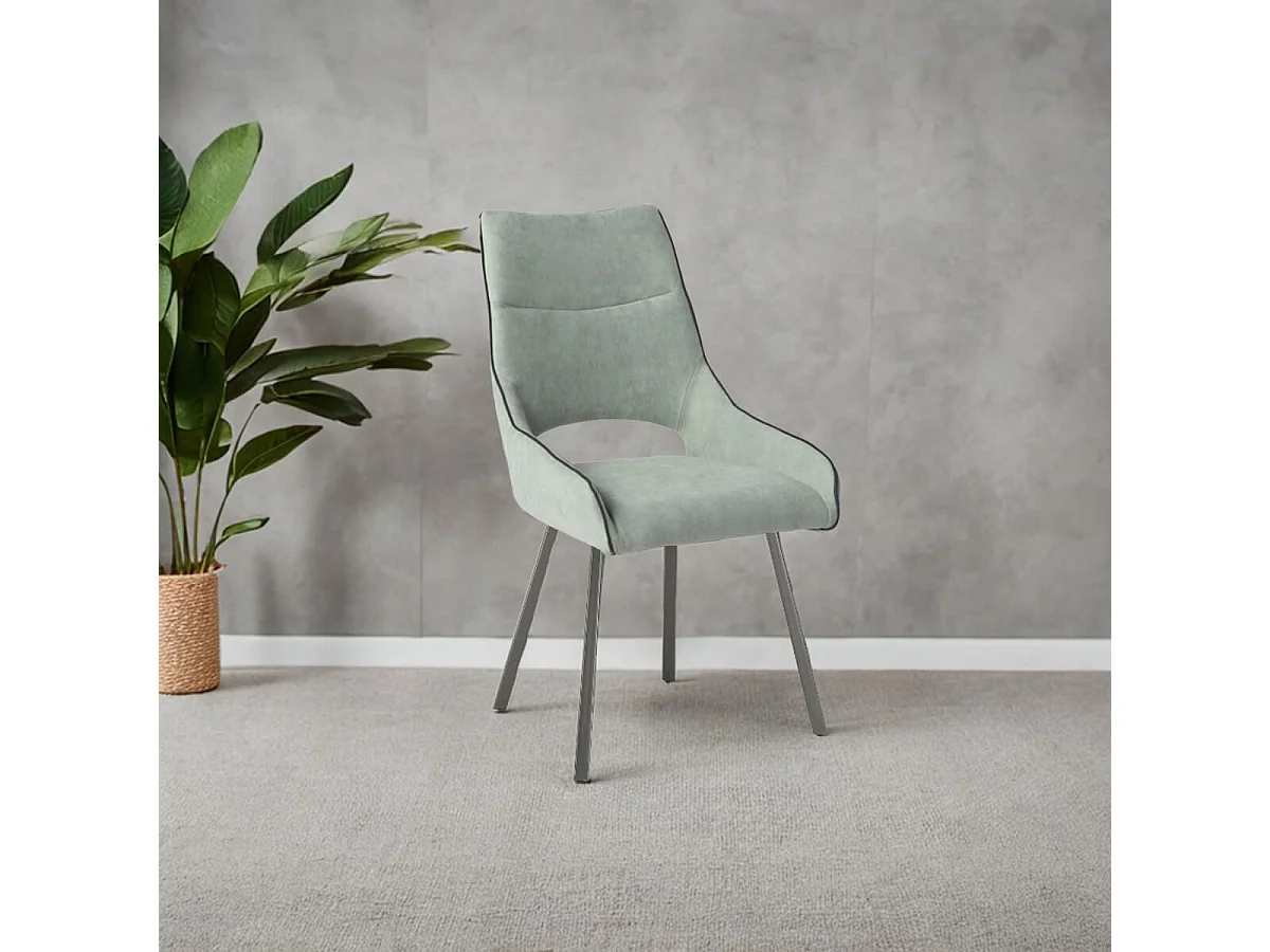 AMADO - Lot de 2 Chaises Tissu Coloris Vert d'Eau