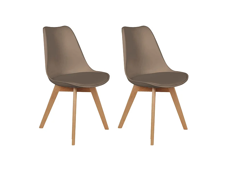 MEDALINE - Lot de 2 Chaises Scandinaves Taupe
