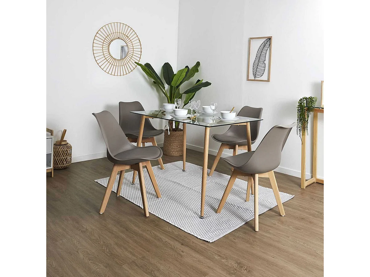 MEDALINE - Lot de 2 Chaises Scandinaves Taupe