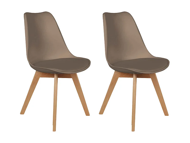 MEDALINE - Lot de 2 Chaises Scandinaves Taupe