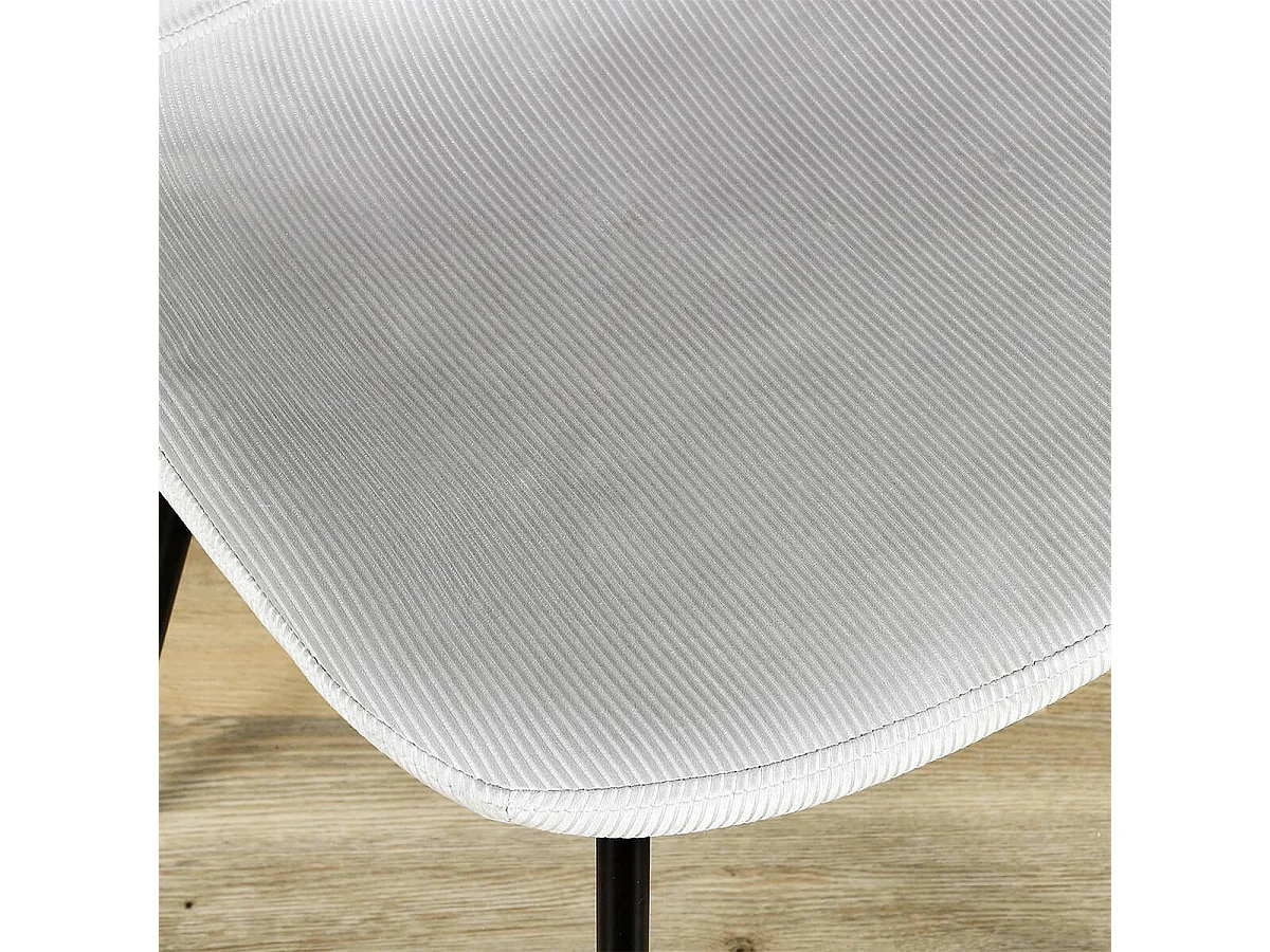 ALESSIA - Lot de 6 Chaises Velours Côtelé Gris Clair