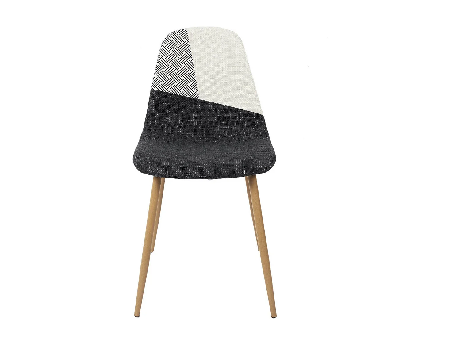 FILLA - Lot de 4 Chaises Noires Blanches et Motif Strié