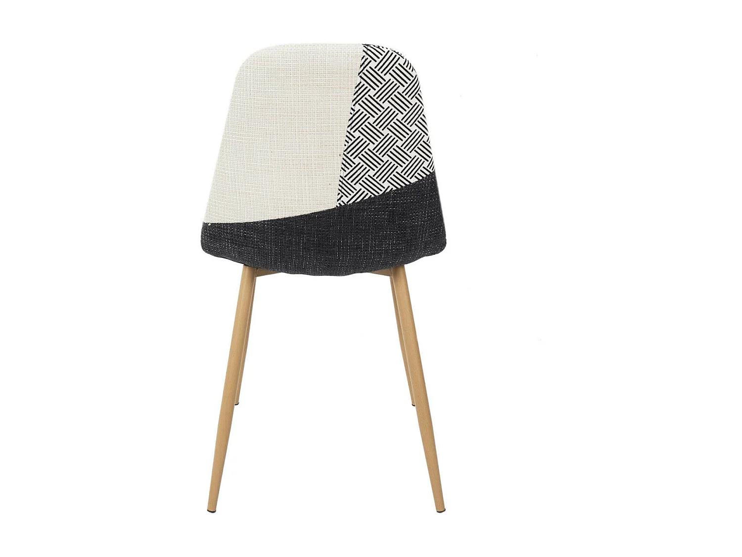 FILLA - Lot de 4 Chaises Noires Blanches et Motif Strié