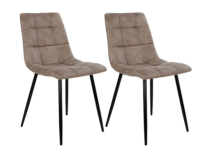 STRIB - Lot de 2 Chaises Tissu Marron et Piétement Acier