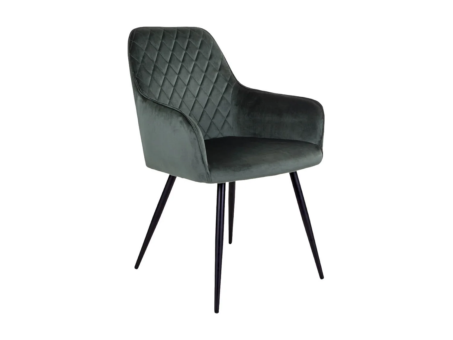 VIBY - Lot de 2 Fauteuils Velours Vert et Piétement Acier Noir