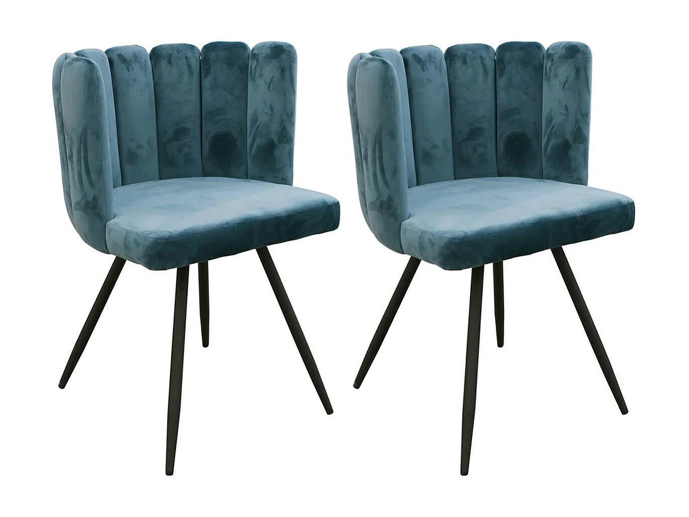 CHARLOTTE - Lot de 2 Chaises Velours Bleu