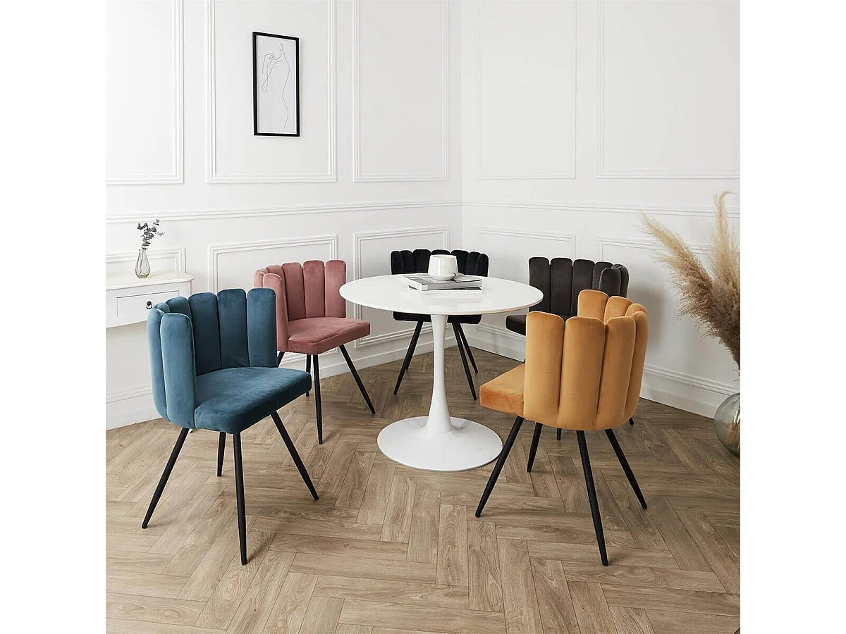 CHARLOTTE - Lot de 2 Chaises Velours Bleu