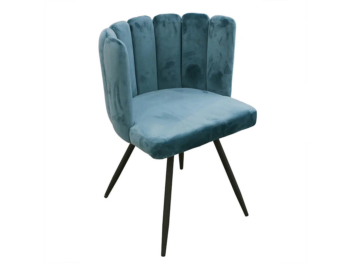 CHARLOTTE - Lot de 2 Chaises Velours Bleu
