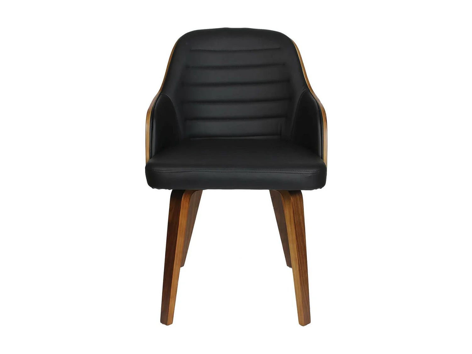 ROJDA - Chaise Rétro Simili Noir et Contreplaqué Marron