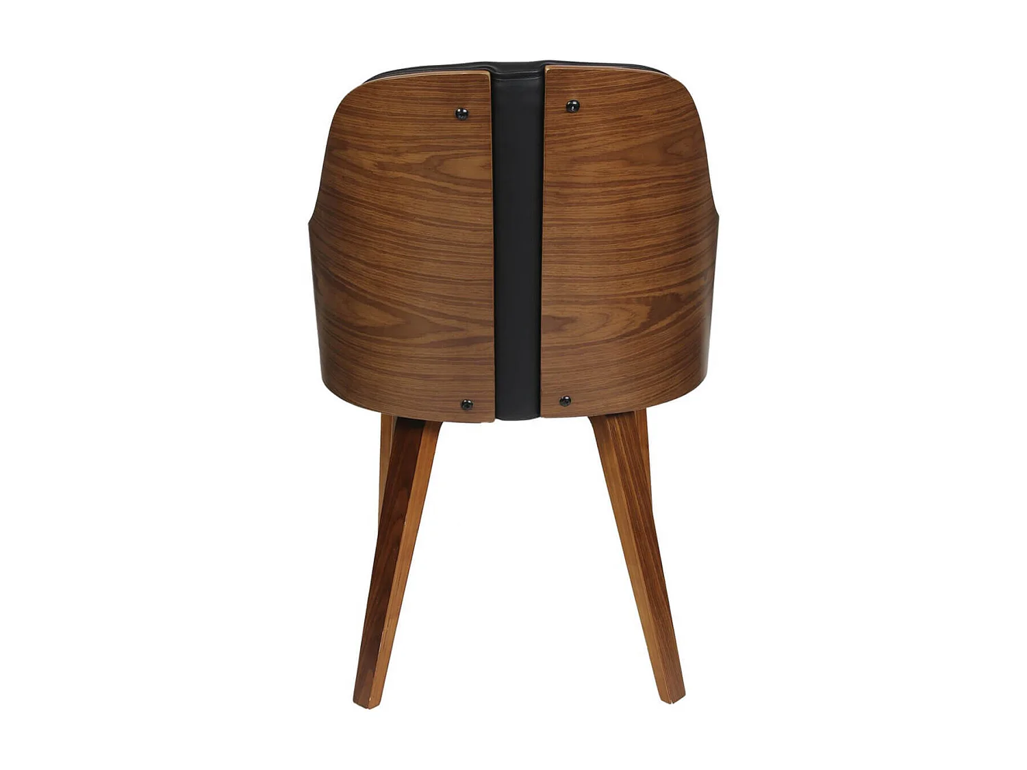 ROJDA - Chaise Rétro Simili Noir et Contreplaqué Marron