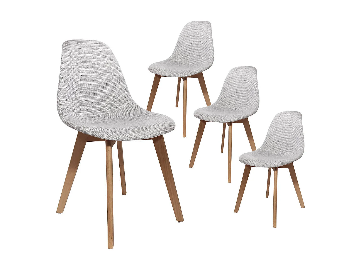 STYGN - Lot de 4 Chaises avec Maille Grise