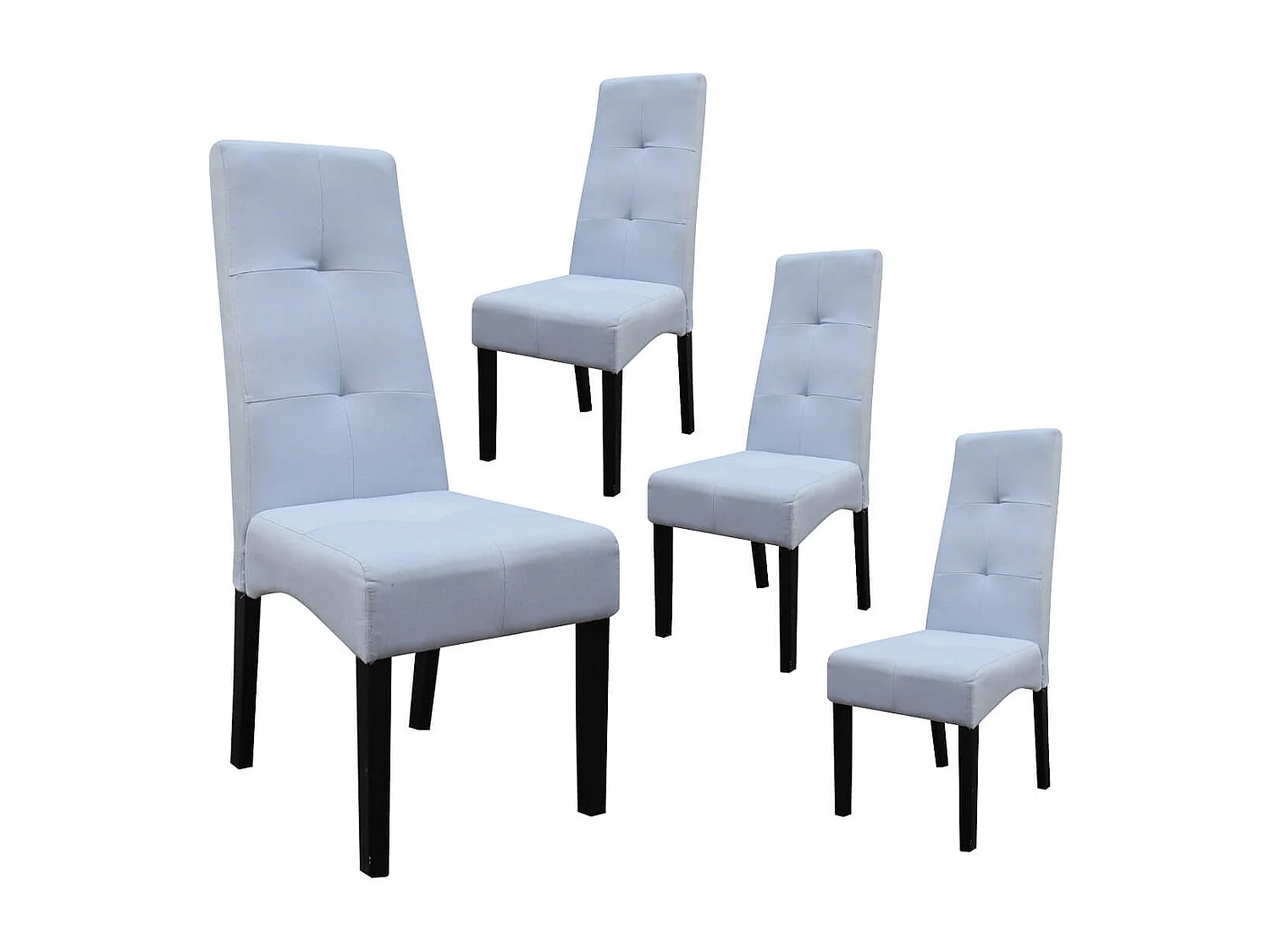 DALLAS - Lot de 4 Chaises Gris Clair Capitonnées
