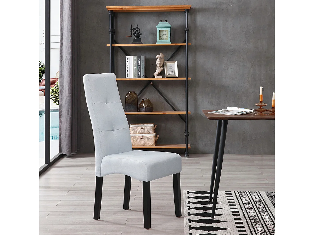 DALLAS - Lot de 4 Chaises Gris Clair Capitonnées