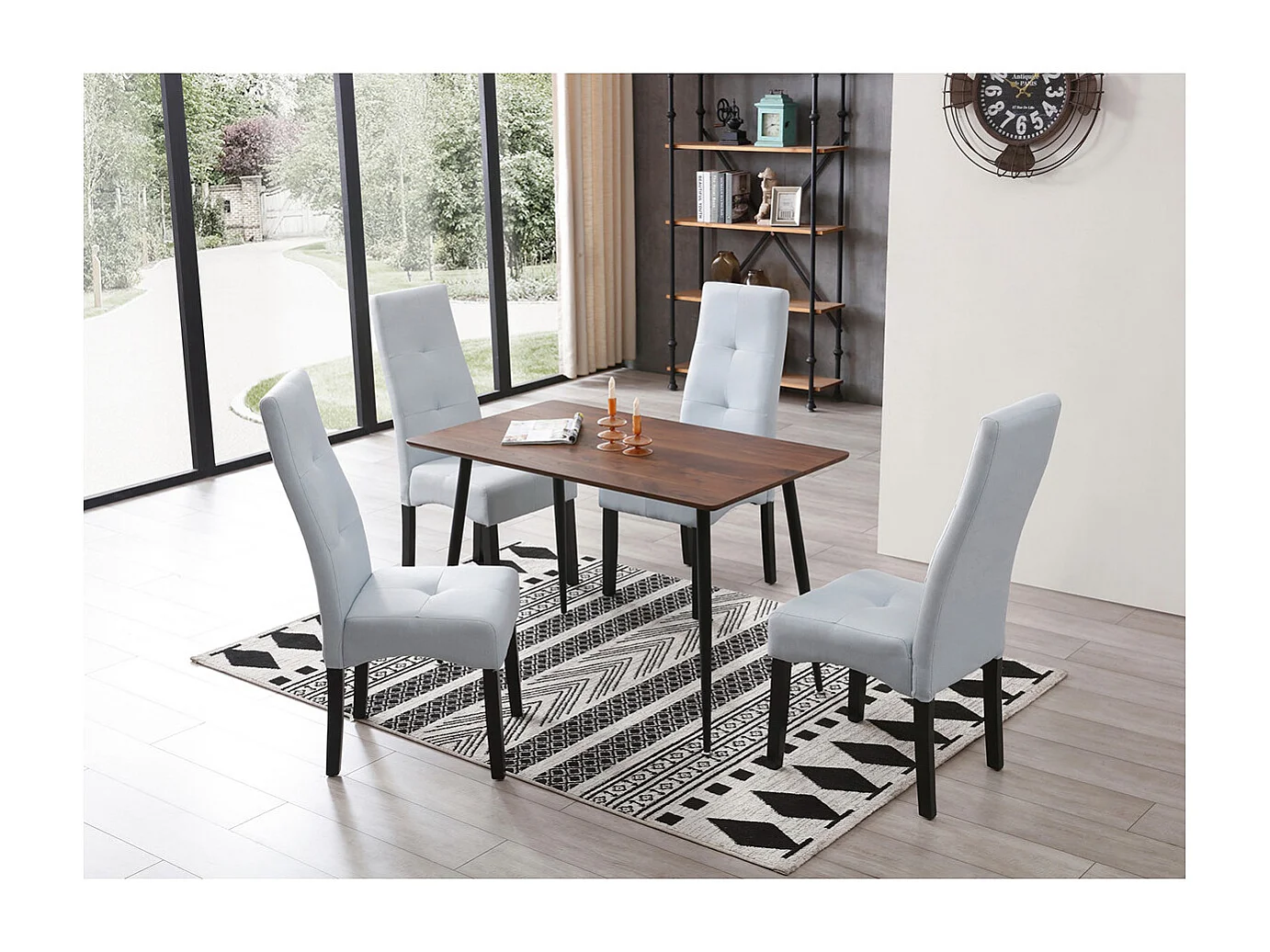 DALLAS - Lot de 4 Chaises Gris Clair Capitonnées