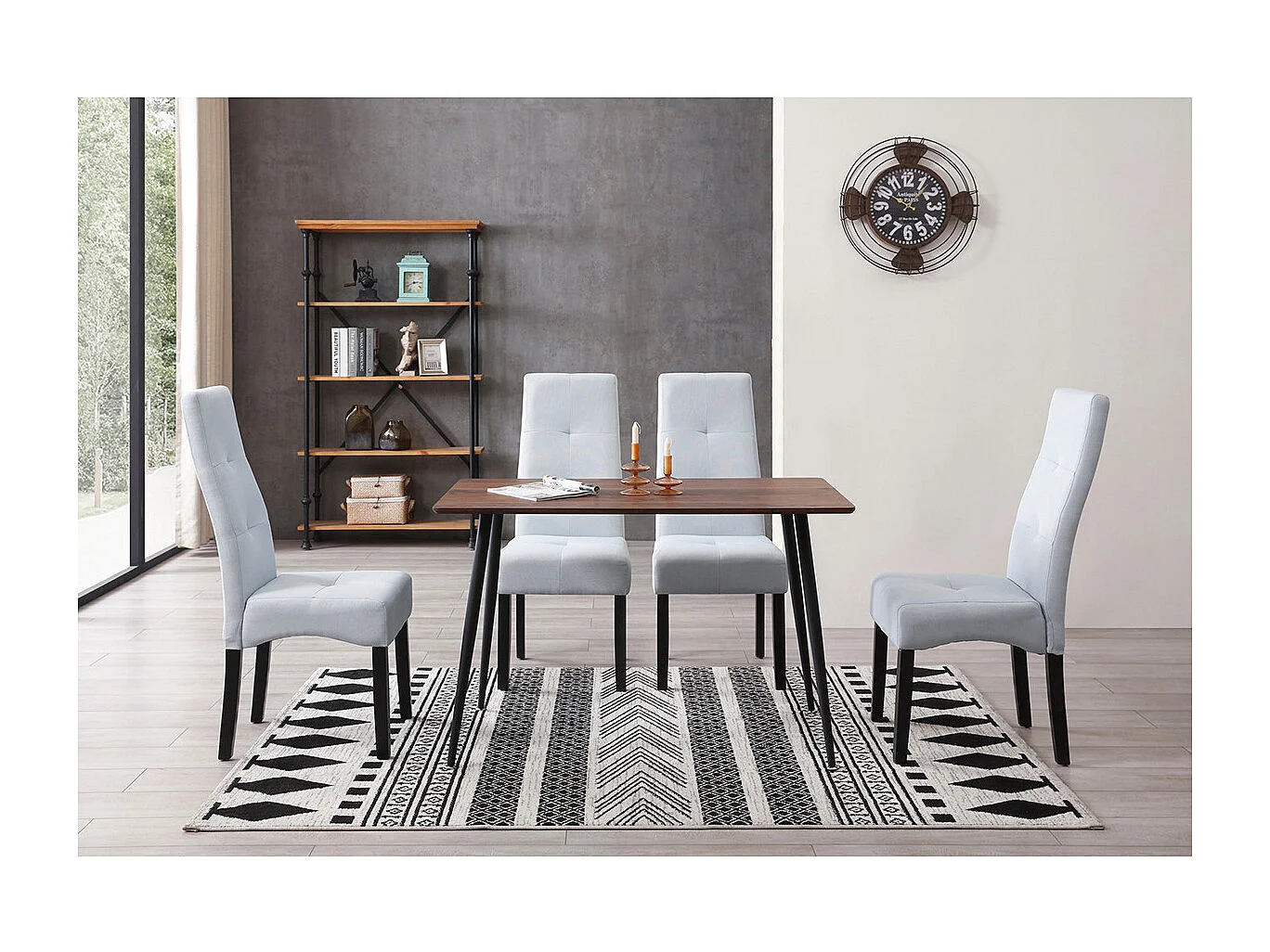 DALLAS - Lot de 4 Chaises Gris Clair Capitonnées