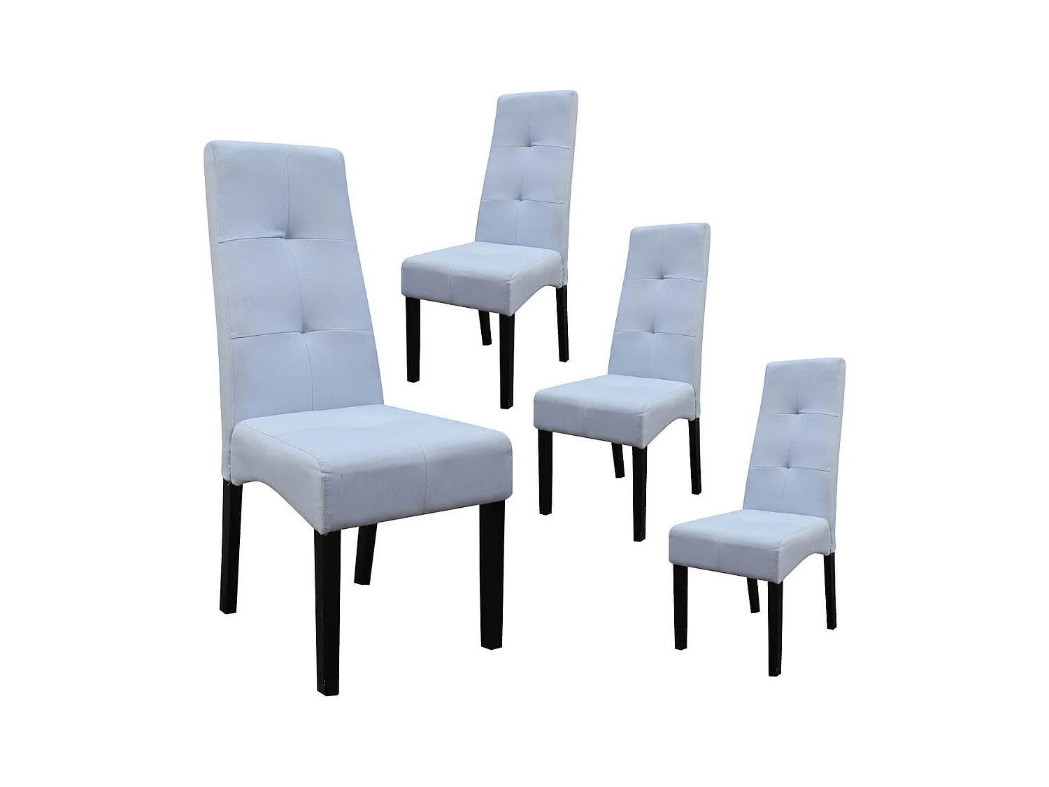 DALLAS - Lot de 4 Chaises Gris Clair Capitonnées