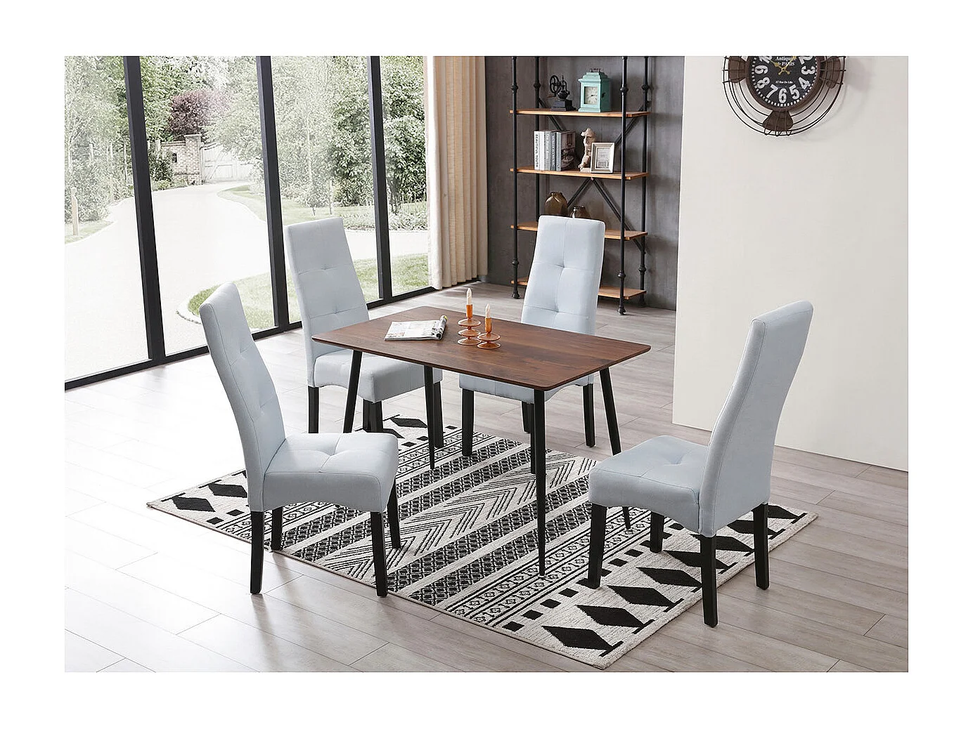 DALLAS - Lot de 4 Chaises Gris Clair Capitonnées