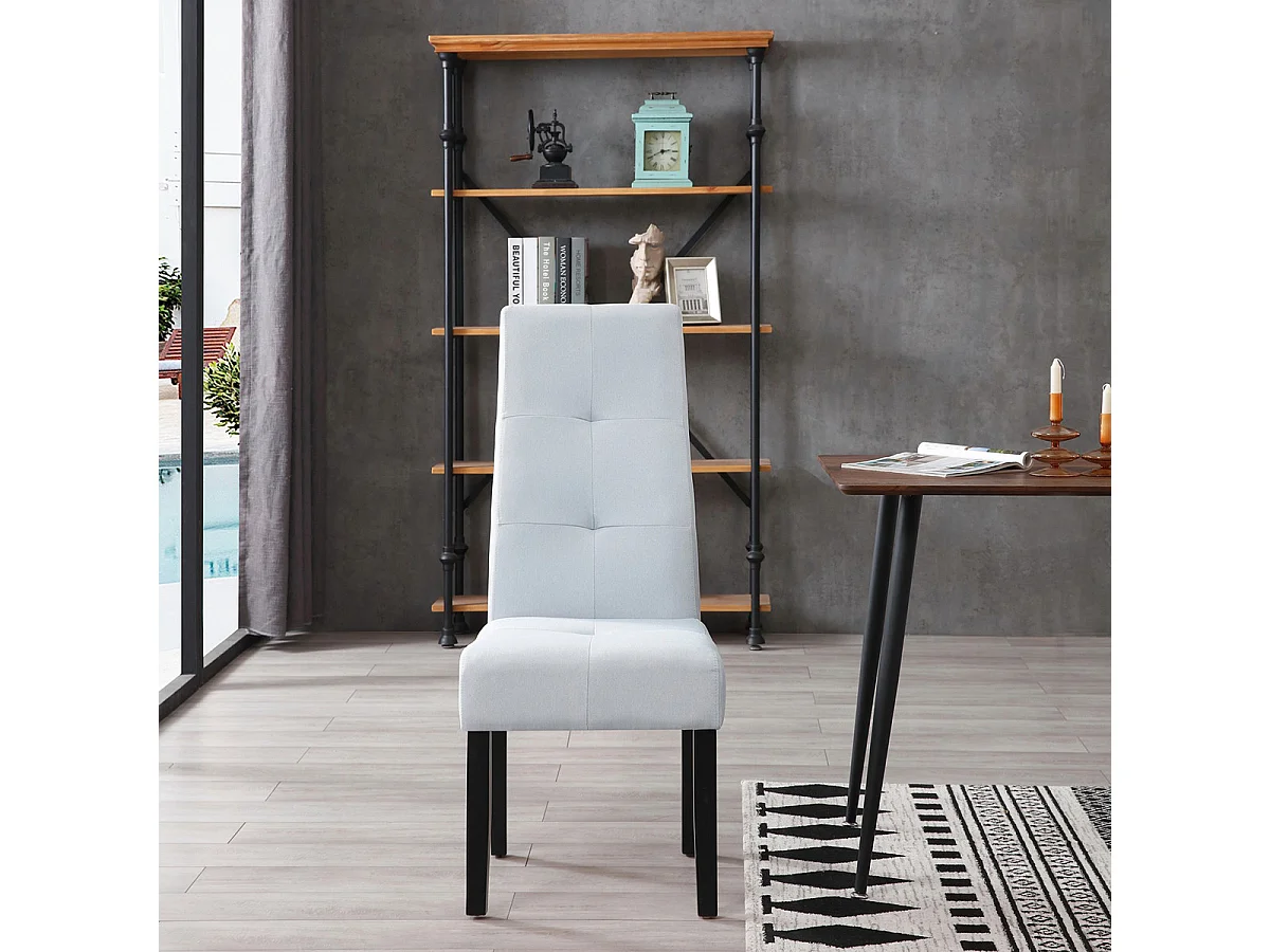 DALLAS - Lot de 4 Chaises Gris Clair Capitonnées