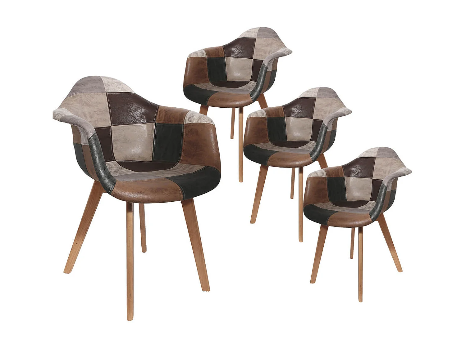 MELO - Lot de 4 Fauteuils Scandinaves Aspect Vieux Cuir