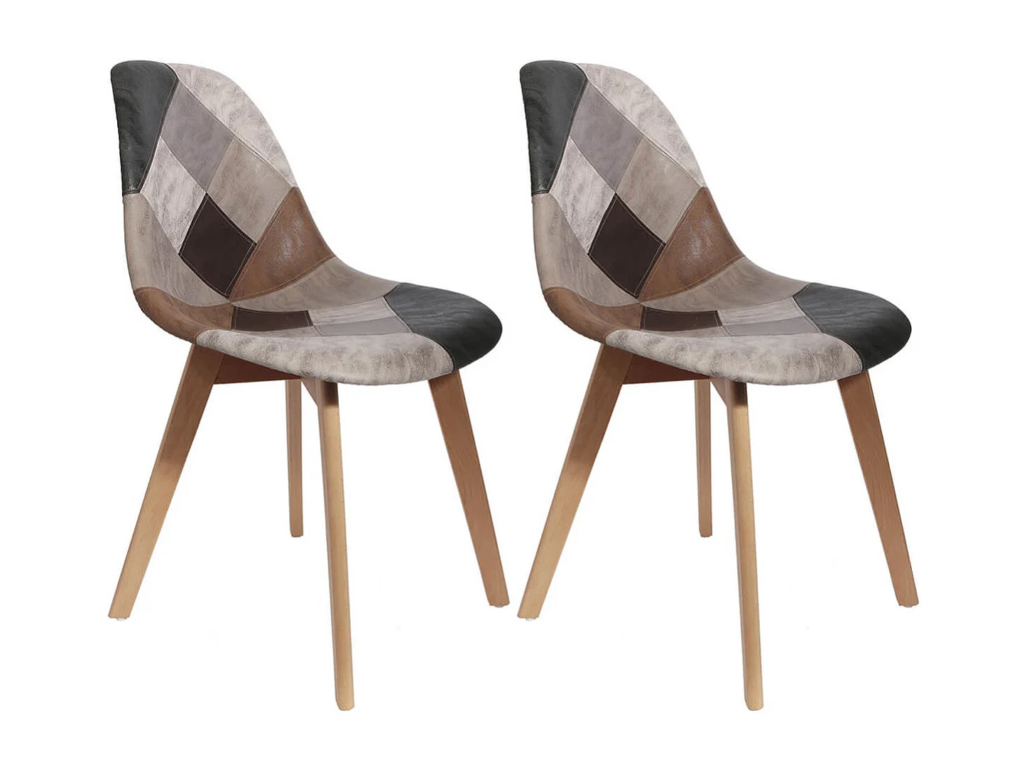 MELO - Lot de 2 Chaises Scandinaves Aspect Vieux Cuir