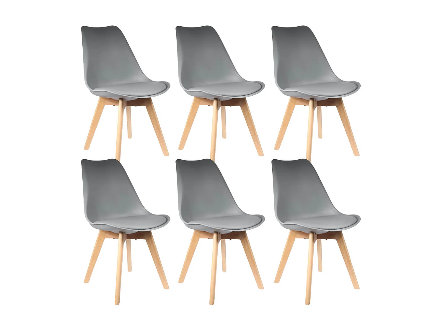 MEDALINE - Lot de 6 Chaises Scandinaves Grises