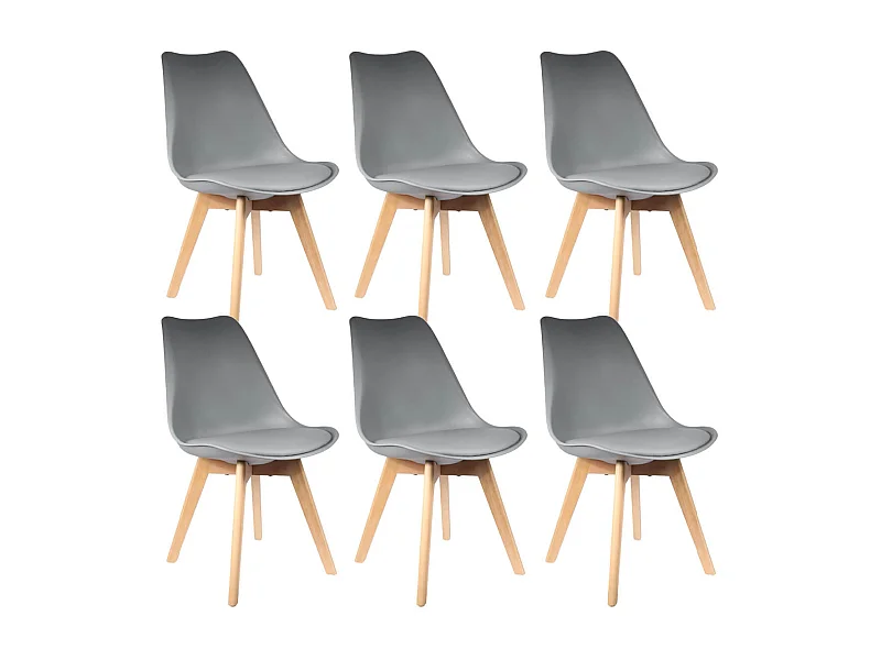 MEDALINE - Lot de 6 Chaises Scandinaves Grises