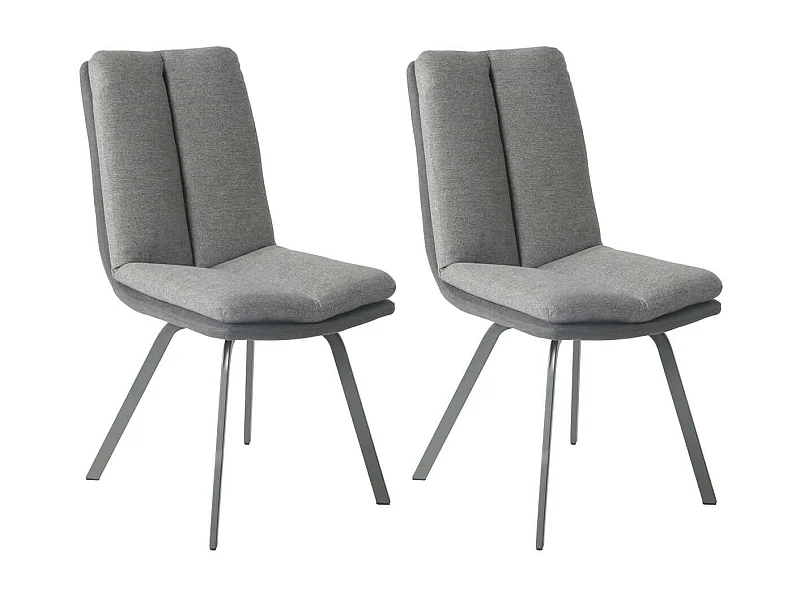 CALLOM - Lot de 2 Chaises Bi-Ton Grises avec Sur-Coussin