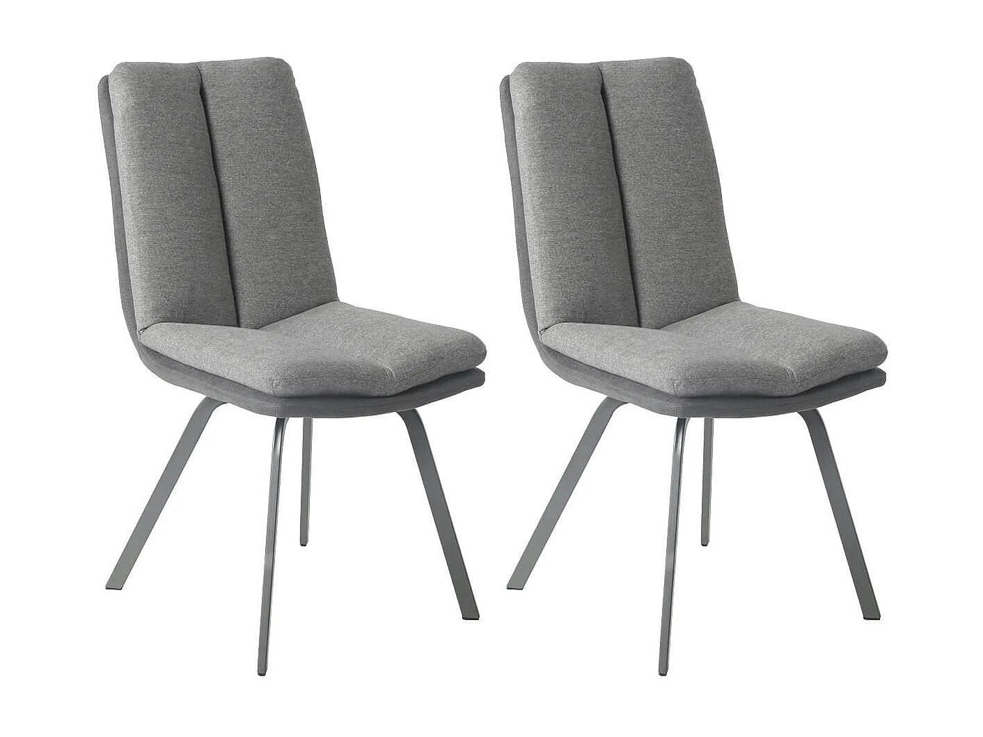 CALLOM - Lot de 2 Chaises Bi-Ton Grises avec Sur-Coussin