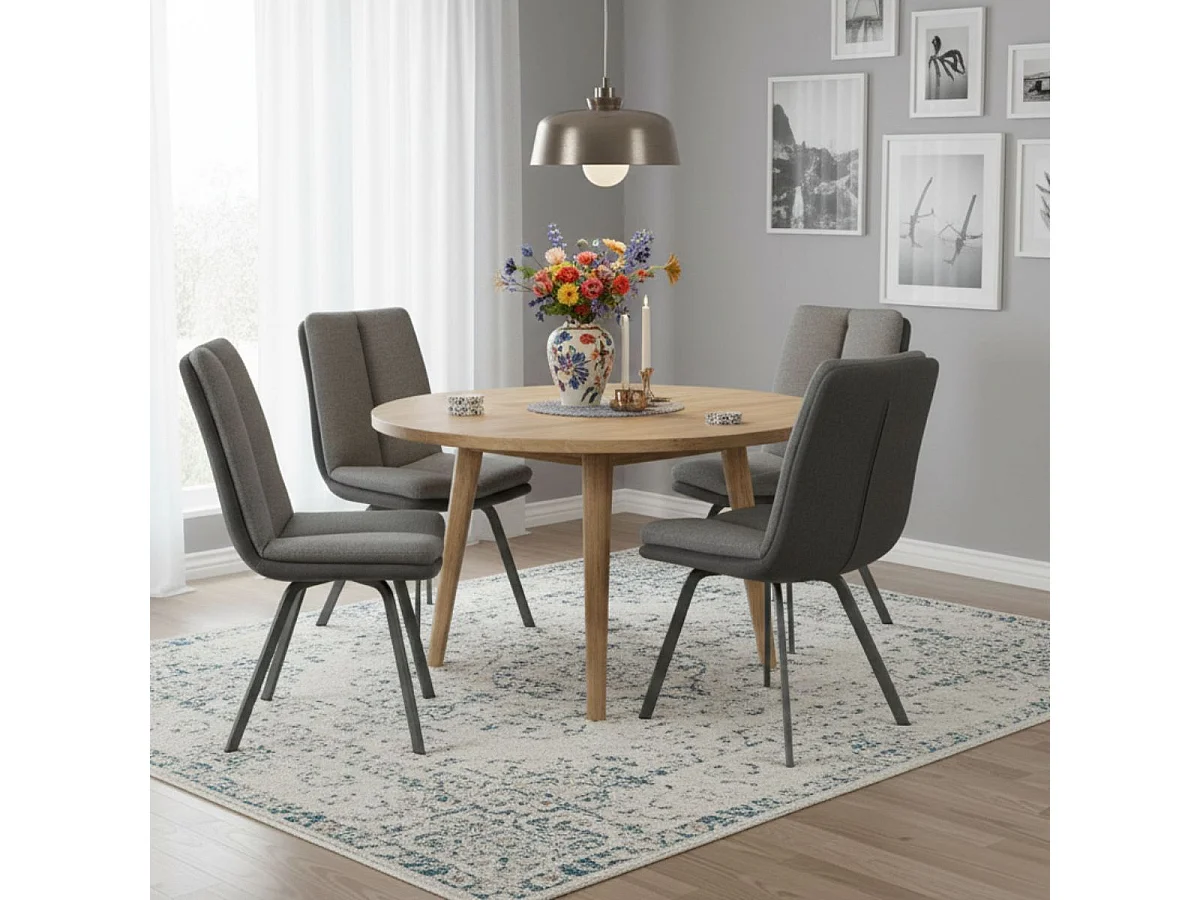 CALLOM - Lot de 2 Chaises Bi-Ton Grises avec Sur-Coussin