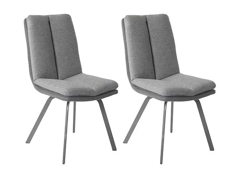 CALLOM - Lot de 2 Chaises Bi-Ton Grises avec Sur-Coussin