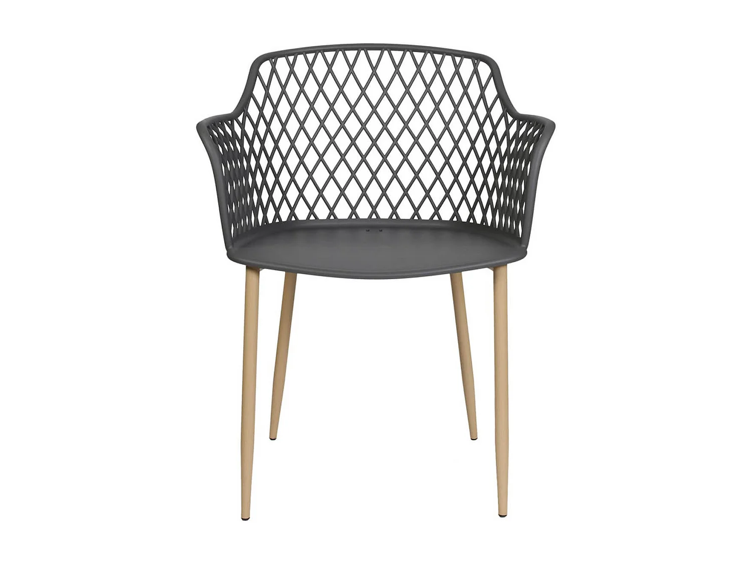 TRESSIE - Lot de 2 Fauteuils Gris avec Pieds Métalliques