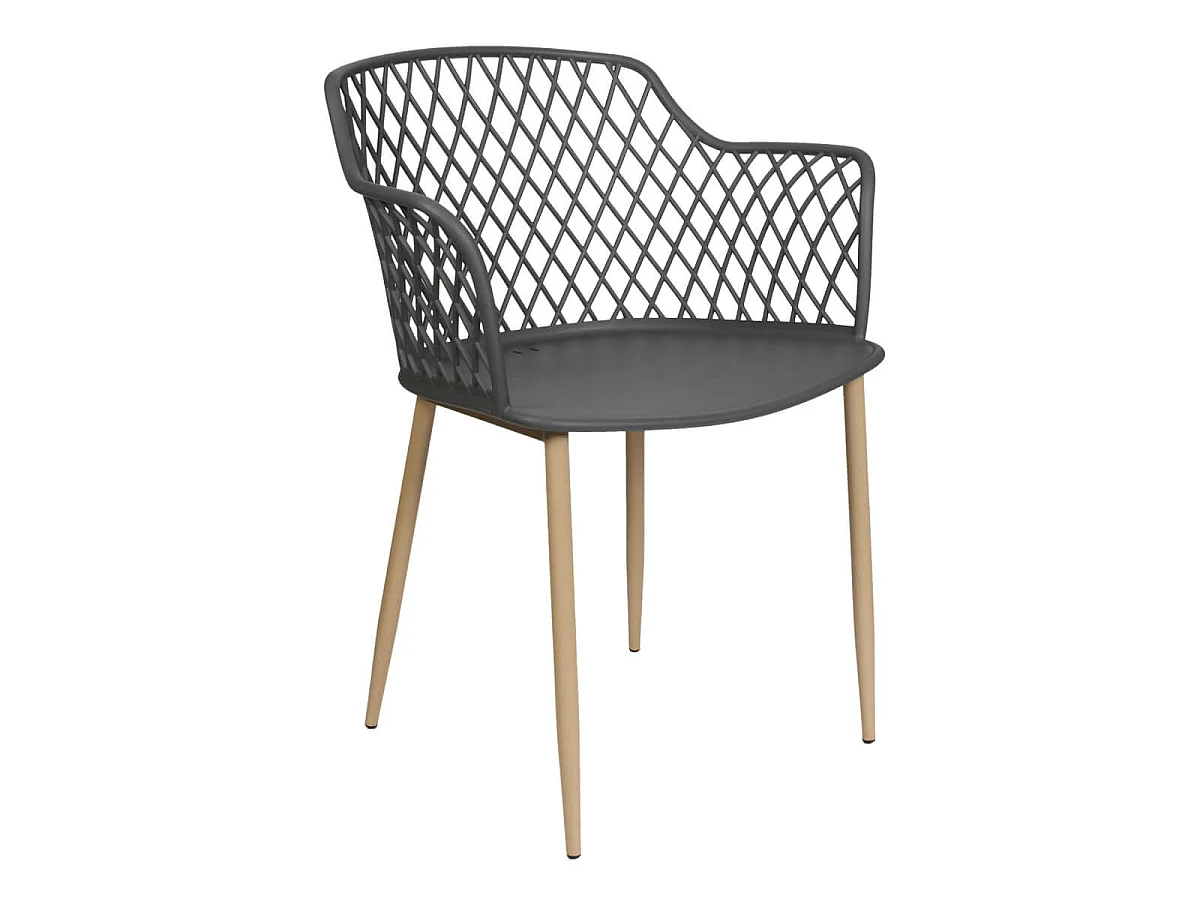 TRESSIE - Lot de 2 Fauteuils Gris avec Pieds Métalliques