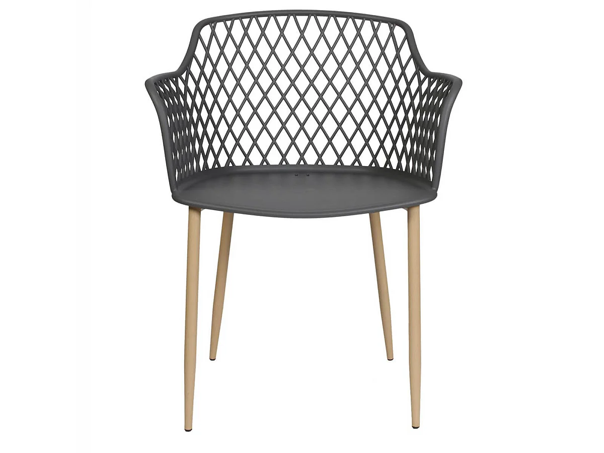 TRESSIE - Lot de 2 Fauteuils Gris avec Pieds Métalliques