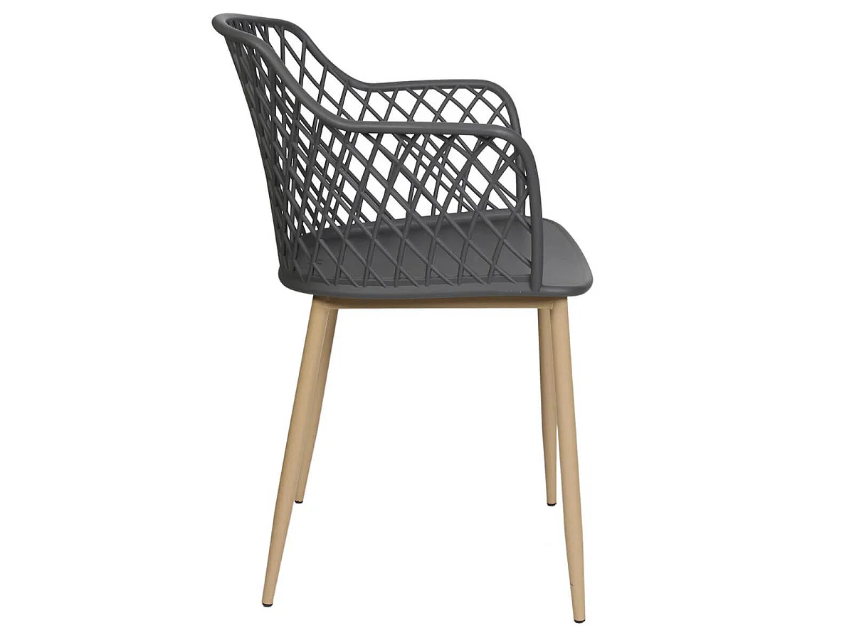 TRESSIE - Lot de 2 Fauteuils Gris avec Pieds Métalliques