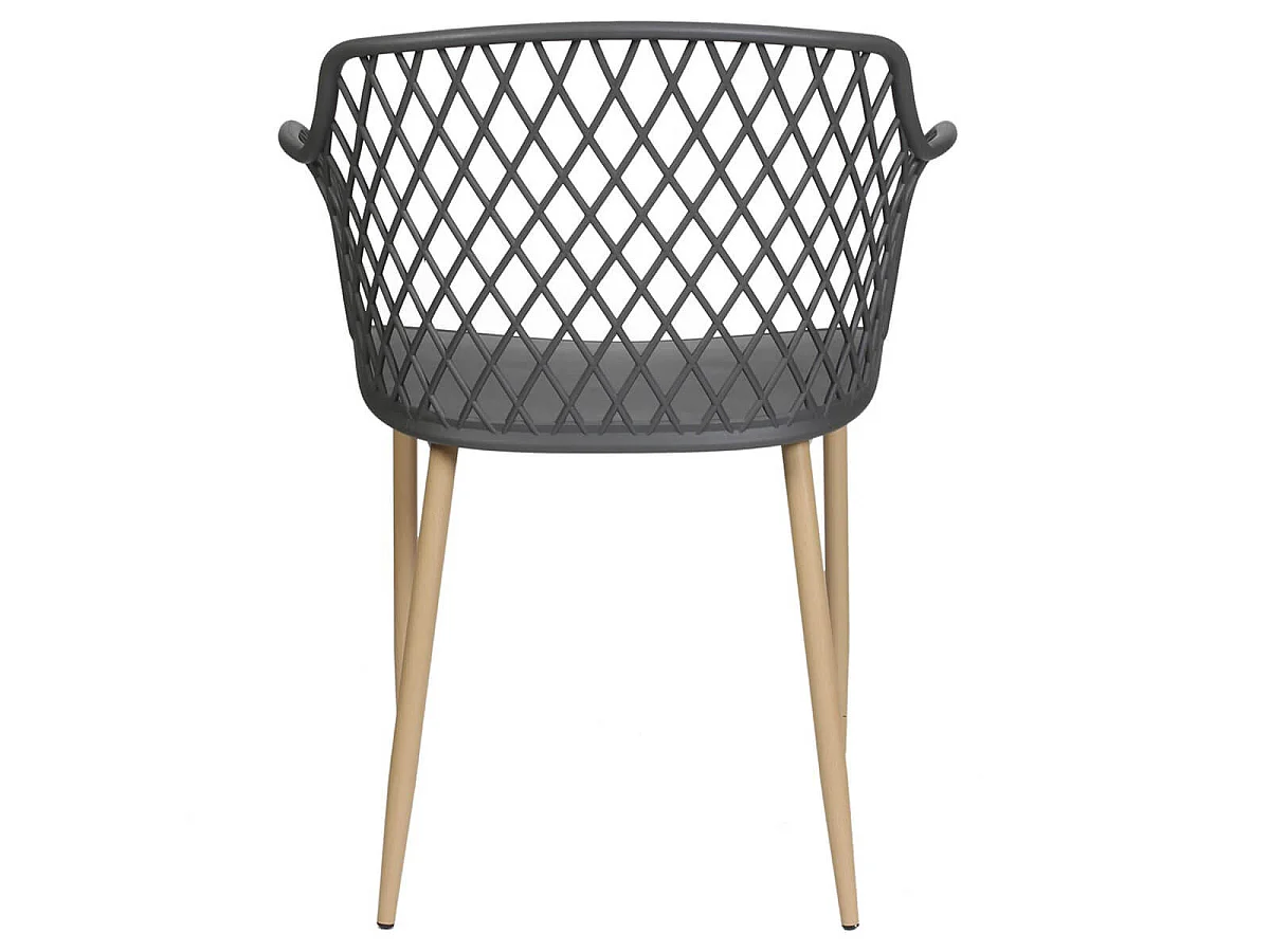 TRESSIE - Lot de 2 Fauteuils Gris avec Pieds Métalliques
