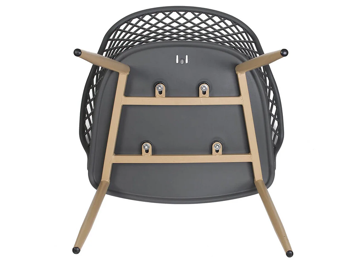TRESSIE - Lot de 2 Fauteuils Gris avec Pieds Métalliques