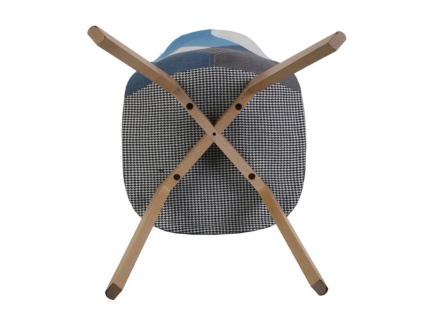 DAMAS - Lot de 4 Chaises Patchwork Bleu et Gris