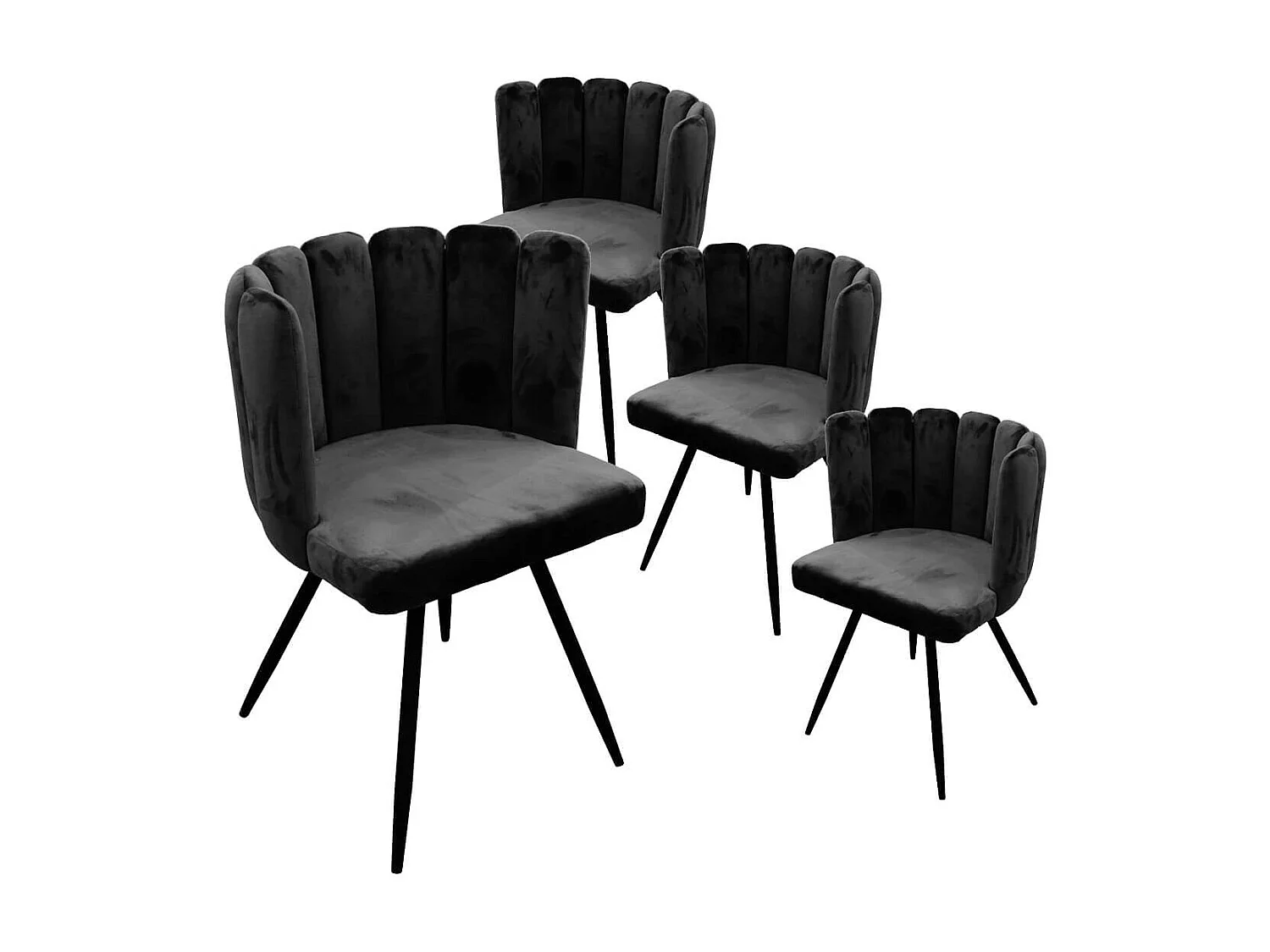 CHARLOTTE - Lot de 4 Chaises Velours Noir