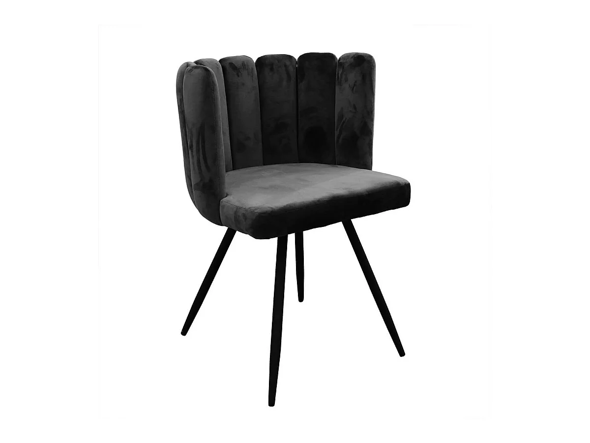 CHARLOTTE - Lot de 4 Chaises Velours Noir