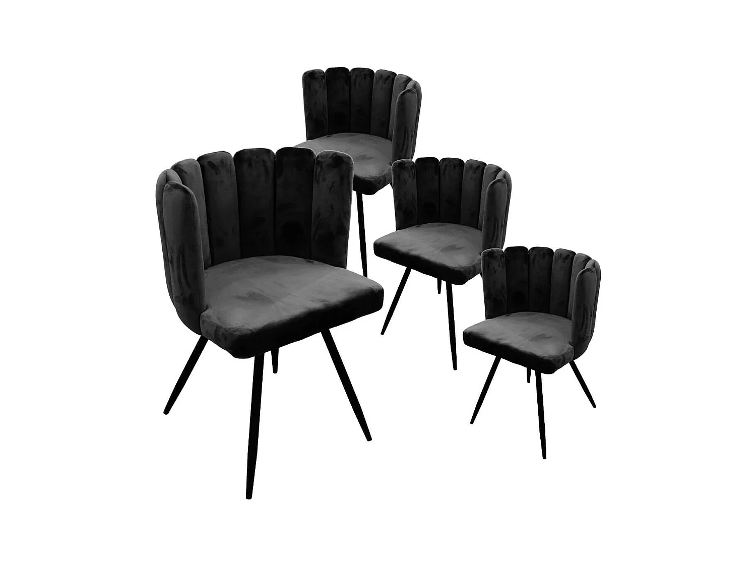 CHARLOTTE - Lot de 4 Chaises Velours Noir