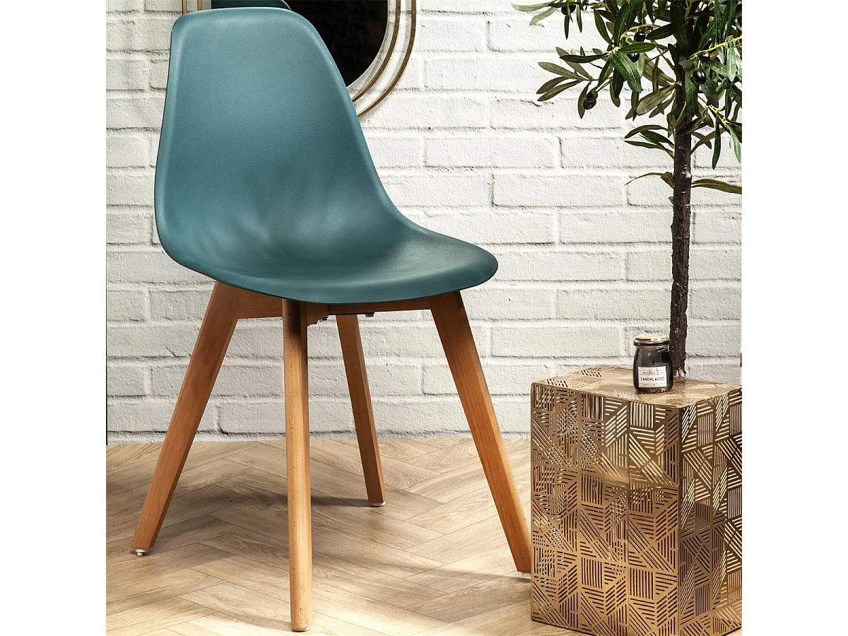 MELYA - Lot de 2 Chaises Scandinaves Bleu Canard