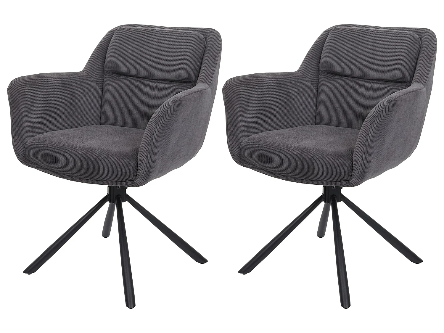 Lot de 2 chaises de salle à manger HWC-K33 - chaise de cuisine - pivotante Auto-Position - tissu/textile - gris corde