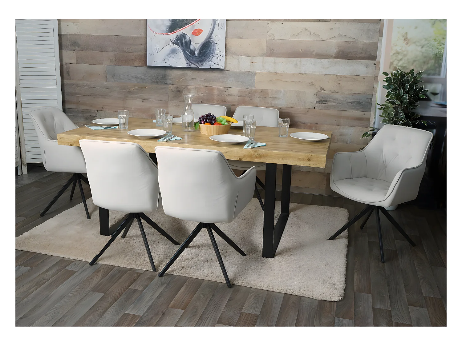 Lot de 2 chaises de salle à manger HWC-L80, chaise de cuisine rembourrée chaise avec accoudoirs, pivotante, métal tissu/texti