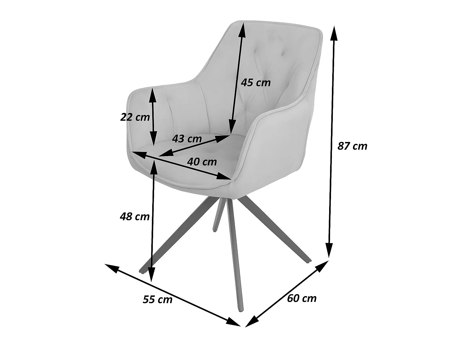 Lot de 2 chaises de salle à manger HWC-L80, chaise de cuisine rembourrée chaise avec accoudoirs, pivotante, métal tissu/texti