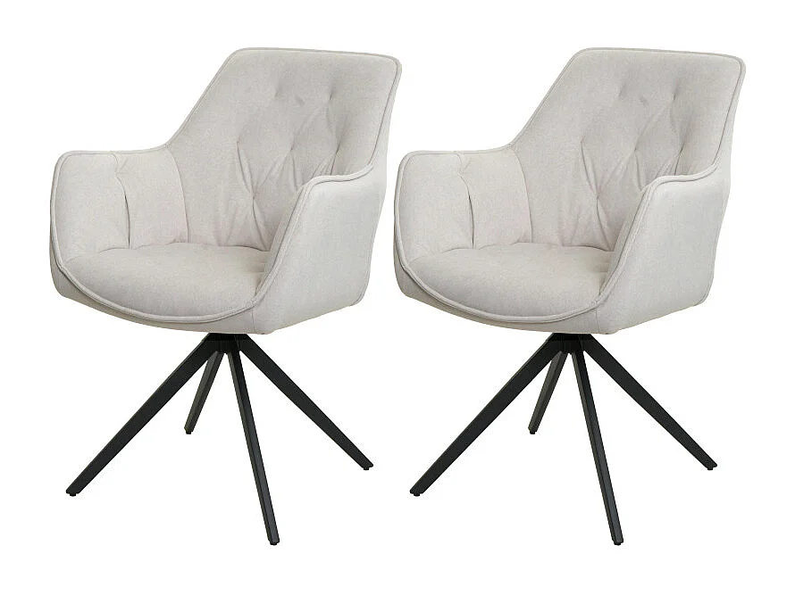 Lot de 2 chaises de salle à manger HWC-L80, chaise de cuisine rembourrée chaise avec accoudoirs, pivotante, métal tissu/texti