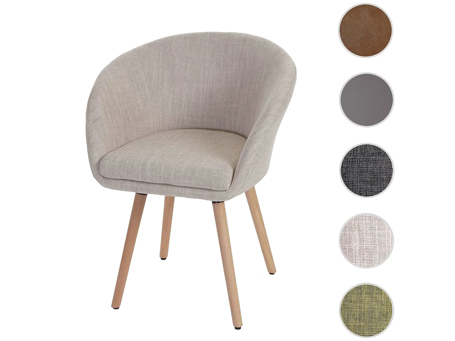 Chaise de salle à manger Malmö T633, fauteuil, design rétro des années 50 - tissu, crème/gris
